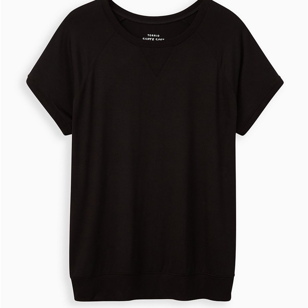 Torrid Black Supersoft Crew Neck Raglan Short Sleeve Shirt 2X